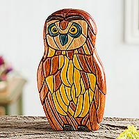 
							Wise Owl, Peruvian Hand Carved Owl Sculpture
						