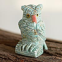 
							Mystic Owl, Handcrafted Turquoise Owl Gemstone Sculpture
						