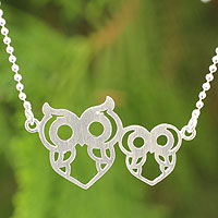 
							Perky Owls, Artisan Crafted Silver Owl Necklace
						