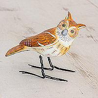 Eastern Screech Owl, Hand Sculpted, Painted Ceramic Eastern Screech Owl Figurine