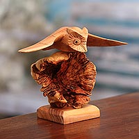 
							Flying Owl, Wood Owl Sculpture by a Balinese Artist
						