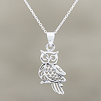 
							Jali Owl, Owl Pendant Necklace Handmade in India
						