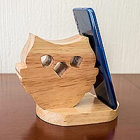 
							Nocturnal Friend, Hand Carved Owl Cellphone Holder
						