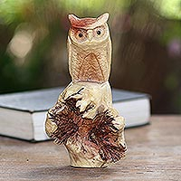 
							Silent Owl, Hand Carved Wood Owl Sculpture
						