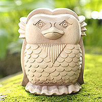 Little Friend, Hand Carved Hibiscus Wood Owl Statuette