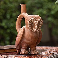 
Moche Owl, Peru Archaeology Ceramic Moche Owl Replica Decorative Vessel
