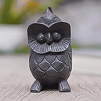 To See You in Black, Artisan Crafted Suar Wood Owl Eyeglass Holder