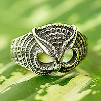 
							Owl's Gaze, Owl Motif Men's Ring
						
