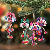 
							Pretty Owl, Handcrafted Cotton-Blend Owl Ornaments (Set of 4)
						
