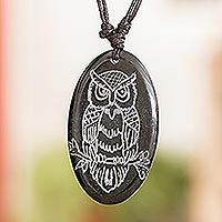 Wisdom Owl, Owl-themed Unisex Adjustable Jade Pendant Necklace