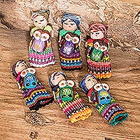 
Sharing Wisdom, Set of 6 Cotton Decorative Dolls Handcrafted in Guatemala
