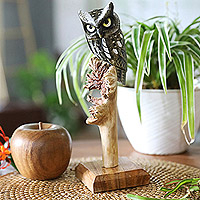 The Owl, Handcrafted Owl-Themed Jempinis and Benalu Wood Sculpture