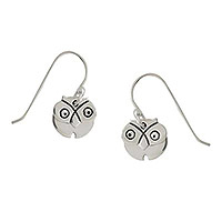 Dancing Wise Owl, Sterling Silver Owl Dangle Earrings from Mexico