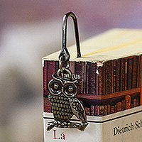 
Antique Wisdom, Antique-Finished Zamac Metal Bookmark with Owl Charm
