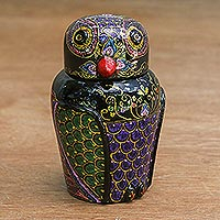 Owl and Its Secrets, Hand Painted Lacquered Wood Box