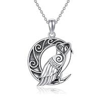 Crescent Moon Owl Wiccan Necklace
