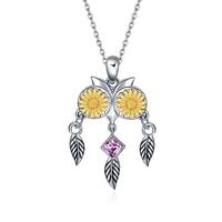 Sterling Silver Owl Pendant Necklace for Woman