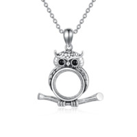 S925 Sterling Silver Owl Animal Pendant Necklace Jewelry