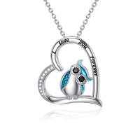 S925 Sterling Silver Owl Love Heart Animal Pendant Necklace Jewelry Gifts for Women Girls Teen