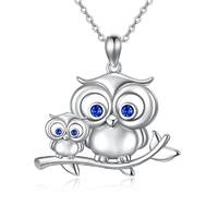 Mother and Daughter Owl Necklace Sterling Silver Animal Pendant Jewelry