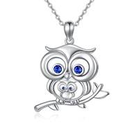 Mother Daughter Owl Necklace Sterling Silver Animal Pendant Jewelry