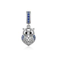 Owl Charm for Bracelet Sterling Silver Women's Charm Bead Bracelets with Cubic Zirconia for Wom