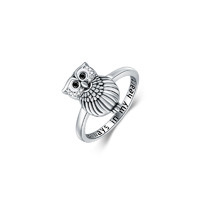 Sterling Silver Owl Always in My Heart Ring for Women