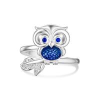 Owl Ring Sterling Silver Animal Owl Blue Jewelry