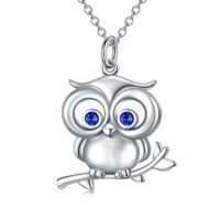 Owl Pendant Necklace Sterling Silver Animal Jewelry