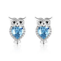 Sterling Silver Owl Crystal Stud Earrings For Women Lovers And Family