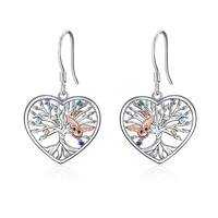 925 Sterling Silver Tree of Life Dangle Earrings with Owl Jewelry Gifts