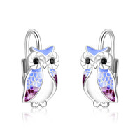 Wise Owl Earrings Sterling Silver Purple Owl Jewellery Gifts for Women Girl