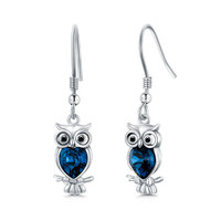 925 Sterling Silver Owl Dangling Drop Earrings for Women Girls