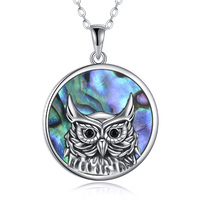 Owl Necklace Sterling Silver Abalone Shell Owl Pendant