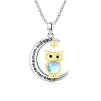 Owl Necklaces 925 Sterling Silver Moonstone Owl Pendant Moon Necklace I Love You To The Moon And Bac