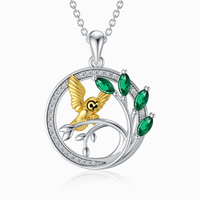 Sterling Silver Tree of Life Owl Pendant Necklace Jewelry Gifts for Women Girls