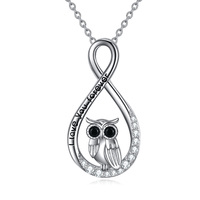 Infinity Owl Necklace Sterling Silver Pendant 18 Inch Jewelry Gifts for Women Girls