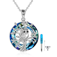 Sterling Silver Always in My Heart Owl Urn Necklace for Ashes Owl Cremation Jewelry