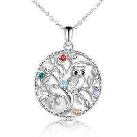 Sterling Silver Tree of Life Owl Pendant Necklace for Women