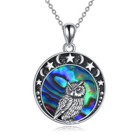 Sterling Silver Owl Pendant Necklace Jewelry Gift for Women