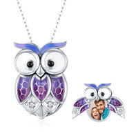 Locket Necklace That Holds Pictures 925 Sterling Silver Wisdom Owl Style Photo Locket Picture Keepsa
