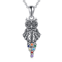 Sterling Silver Owl Chakra Pendant Necklace Jewelry Gifts