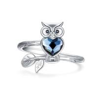 925 Sterling Silver Bird Midnight Owl Ring Jewelry