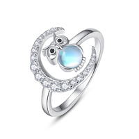 Adjustable Owl Ring For Women S925 Sterling Silver Animal Open Rings Jewelry 8#