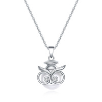 Sterling Silver Pearl Owl Pendant Necklace Graduation Jewelry Gift