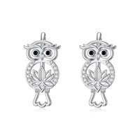 Owl Dangle Earrings Lucky Jewelry Gift for Women 925 Sterling Silver