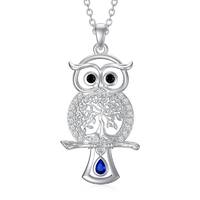 Owl Tree of Life Pendant Animal Necklace with Sterling Silver