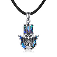 Sterling Silver Hamsa Hand of Fatima Necklace Owl Pendant Necklace