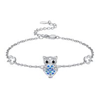 Owl Bracelets with Opal Sterling Silver Owl Jewelry Gifts for Women Girls Friends Owl Lovers