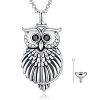 925 Sterling Silver Owl Urn Necklace for Ashes